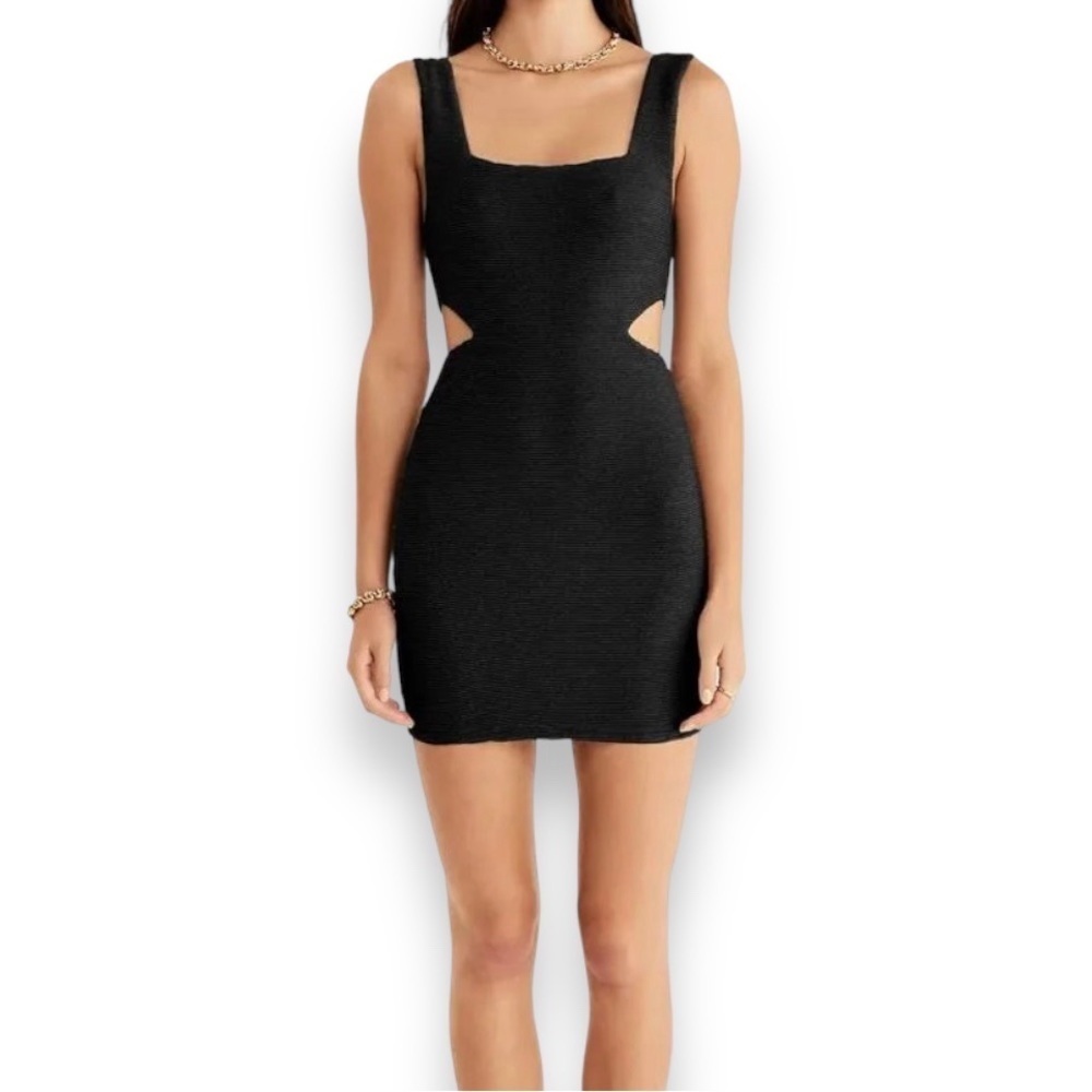 REVOLVE RUMER The Label NWT Rosa Black Cut Out Square Neck Stretch Mini Dress XS